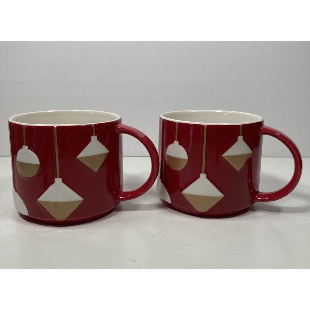 STARBUCKS 2012 Set Of 2 Christmas Holiday Ornament Ceramic Mugs